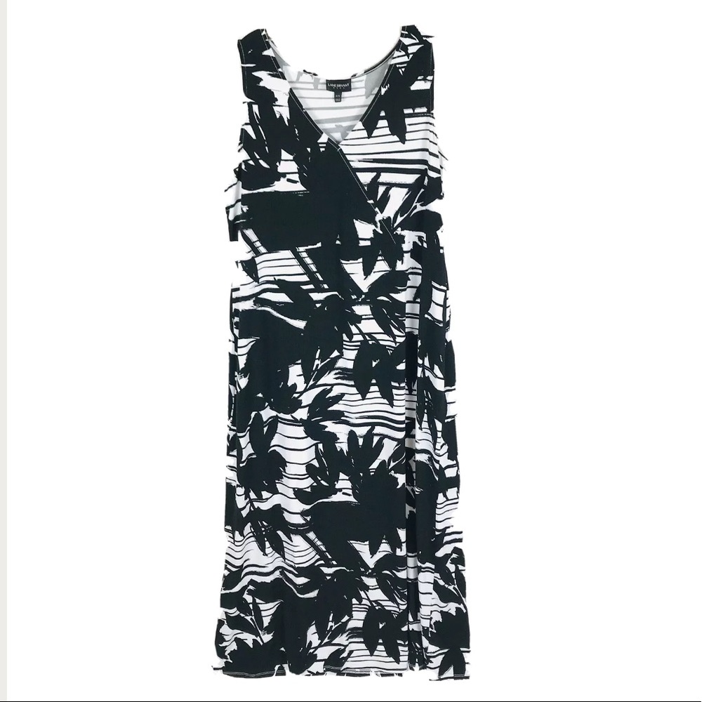 Lane Bryant Black and White Floral Striped Maxi Dress